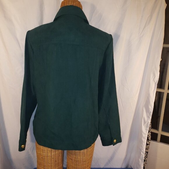 Drapers & Damons Faux Suede Green Pleated Zip Up Blazer - M - Picture 4 of 5